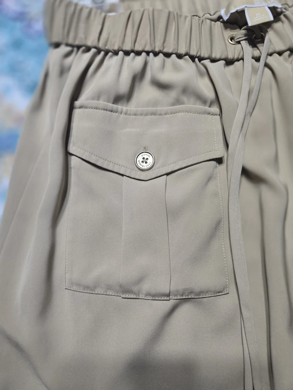 Womens Micheal Kors Drawstring Pocket Midi Skirt - Beige/tan